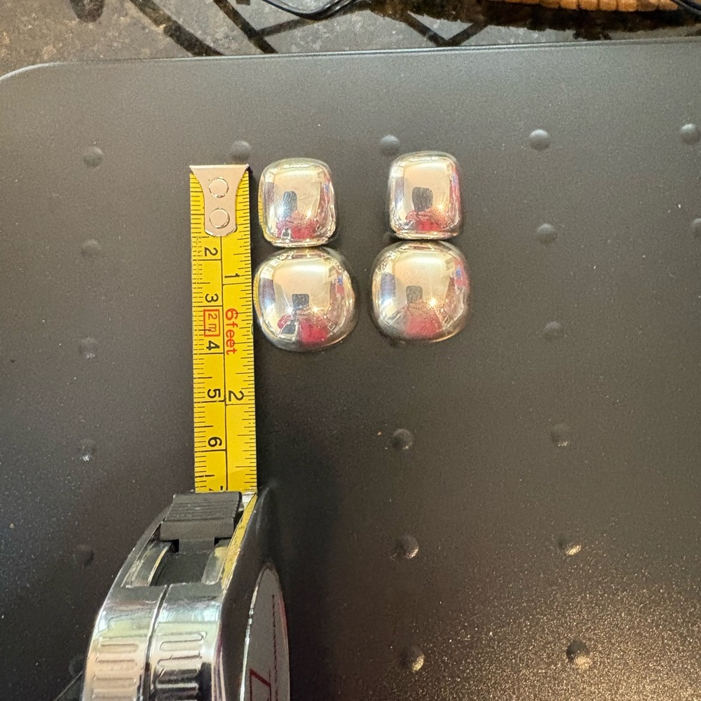 Silver Square Dangle Clip-On Earrings